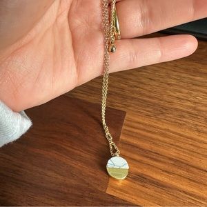 Gold and white half moon necklace